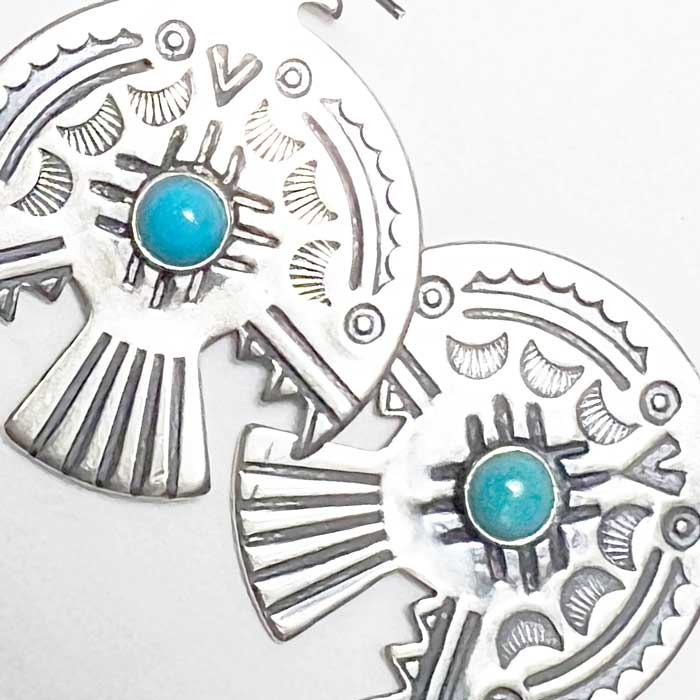 サンダーバード　ピアス　インディアンジュエリー　ターコイズ　ナバホ　navajo ナバホ サンダーバード ターコイズピアス - インディアン