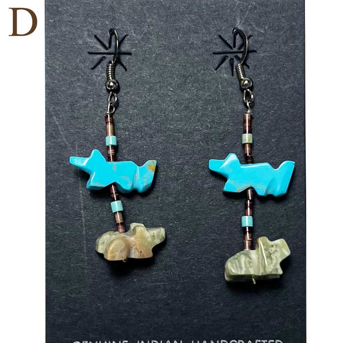 インディアンジュエリー ズニ族 フェティッシュ ヒシ フック ピアス