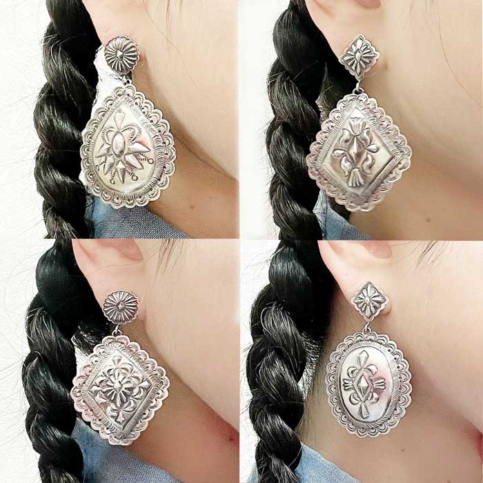 indian jewelry インディアンジュエリー ピアス ナバホ インディアンジュエリー ナバホ スタンプ コンチョ シルバー