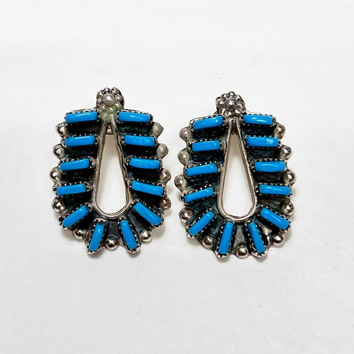 インディアンジュエリー ズニ族 ニードルポイント ターコイズ シルバー