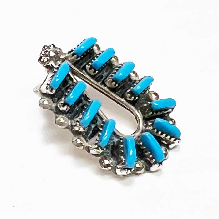 インディアンジュエリー ズニ族 ニードルポイント ターコイズ シルバー