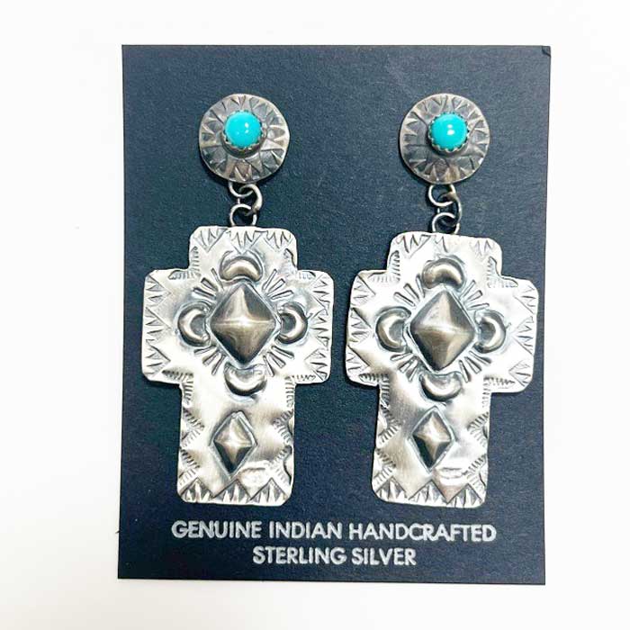 インディアンジュエリー シルバークロス ピアスINDIAN JEWELRY NAVAJO