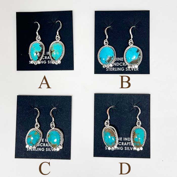 ナバホ族 ターコイズ シルバー フックピアスINDIAN JEWELRY NAVAJO