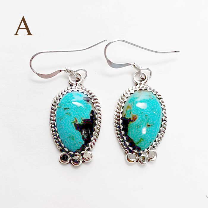 ナバホ族 ターコイズ シルバー フックピアスINDIAN JEWELRY NAVAJO