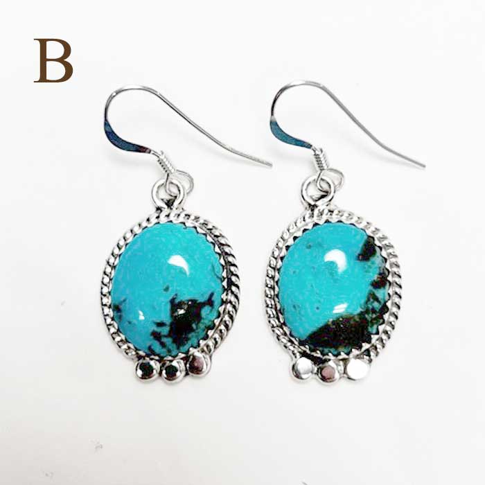 ナバホ族 ターコイズ シルバー フックピアスINDIAN JEWELRY NAVAJO
