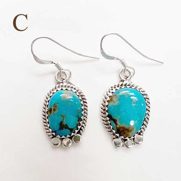 ナバホ族 ターコイズ シルバー フックピアスINDIAN JEWELRY NAVAJO