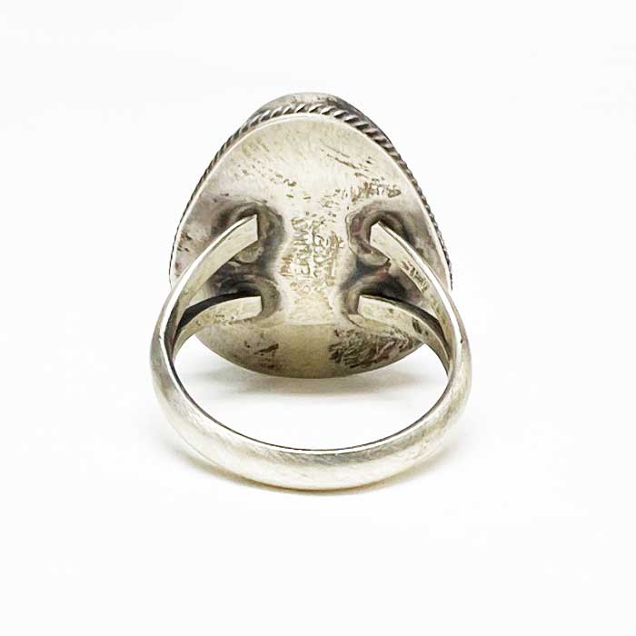 インディアンジュエリー ナバホ族 キングマンターコイズ シルバーリングINDIAN JEWERLY NAVAJO "Eli Skeets" Kingman Turquoise Silver Ringの画像