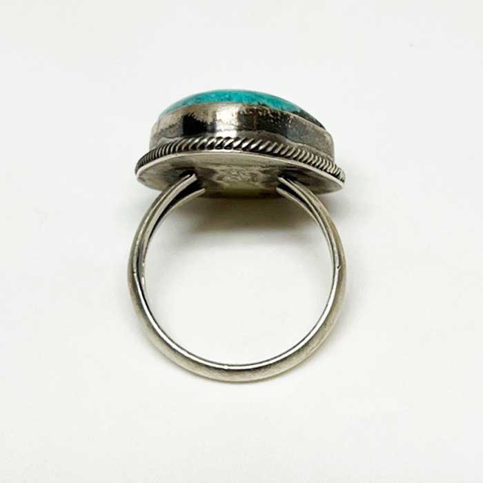 インディアンジュエリー ナバホ族 キングマンターコイズ シルバーリングINDIAN JEWERLY NAVAJO "Eli Skeets" Kingman Turquoise Silver Ringの画像