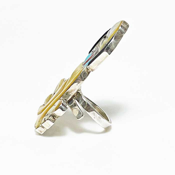 インディアンジュエリー ズニ族 チャンネルインレイ プルート キャラクター リングINDIAN JEWERLY ZUNI "Don Dewa" Pluto Ringの画像