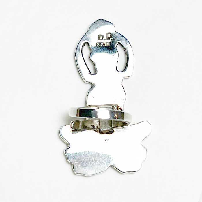 インディアンジュエリー ズニ族 チャンネルインレイ プルート キャラクター リングINDIAN JEWERLY ZUNI "Don Dewa" Pluto Ringの画像