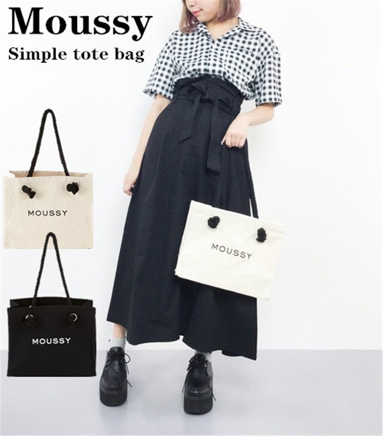 在庫処分 Moussy マウジー トートバッグ 2way 肩掛け バック高品質 人気 キャンパス 二枚目購入可能 Moussy 1 ネイビーオーシャン 通販 Yahoo ショッピング