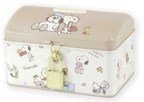 SNOOPY（スヌーピー） バンク 貯金箱 鍵き缶バンク ピーナッツ カギ付