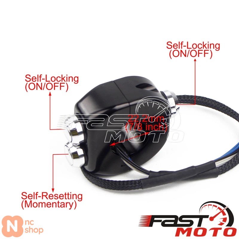 並行輸入品】 黒 22MM 7/8 25MM 1 ハンドルバー プッシュボタン制御