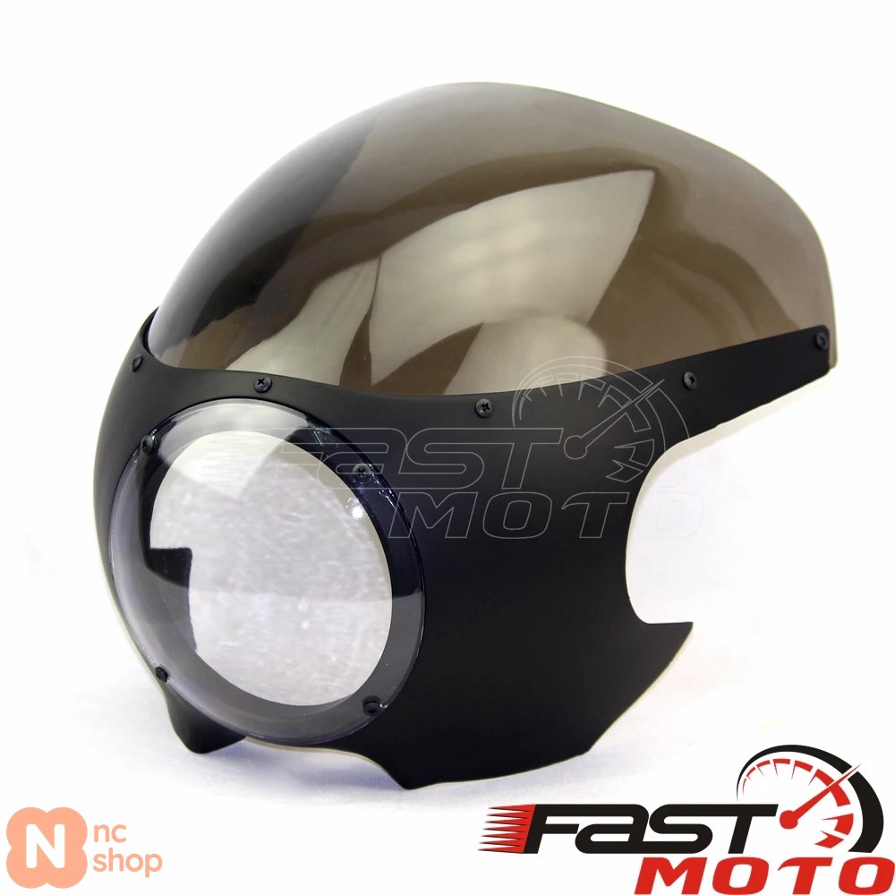 黒 白 5 3/4インチ ヘッドライトフェアリング カウル バイク用