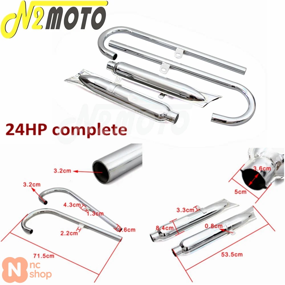 【並行輸入品】 1ペア バイク用レトロブラックフィッシュテイルエキゾーストマフラー 24HP 32HPエンジンパーツケース BMW ウラル K750 M1 M72 R71 R12 ドニエ_5