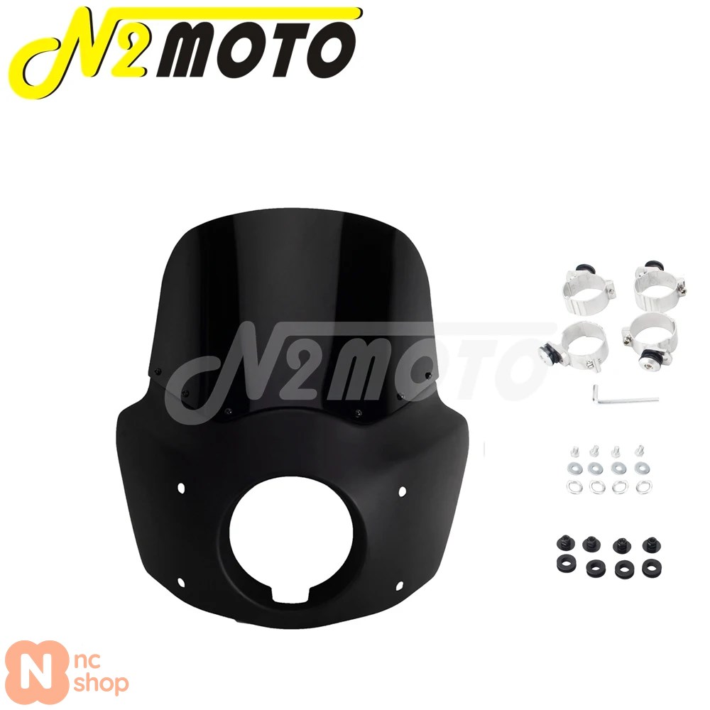 【並行輸入品】 レトロバイク用 5 3/4インチヘッドライトフェアリングウィンドシールドカバー 11インチ/15インチデフレクター ハーレーダビッドソンダイナワイ_5