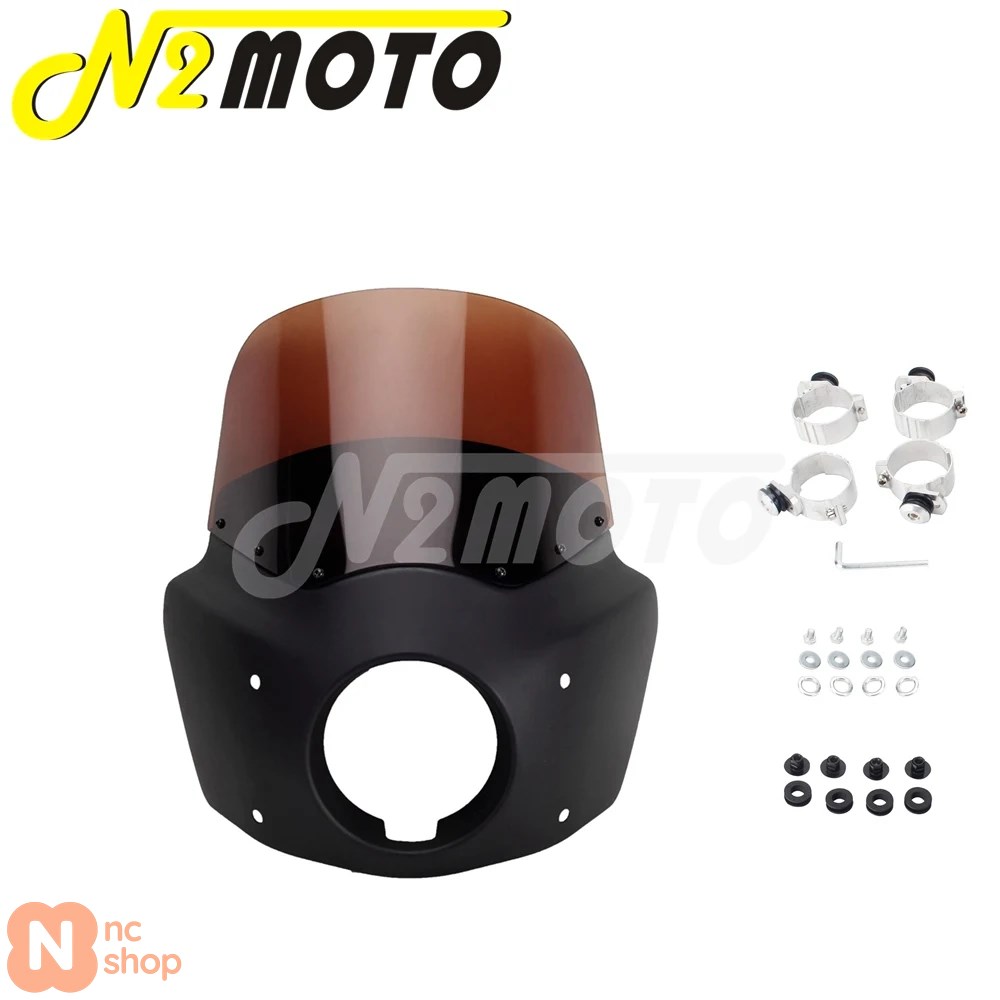 【並行輸入品】 レトロバイク用 5 3/4インチヘッドライトフェアリングウィンドシールドカバー 11インチ/15インチデフレクター ハーレーダビッドソンダイナワイ_6