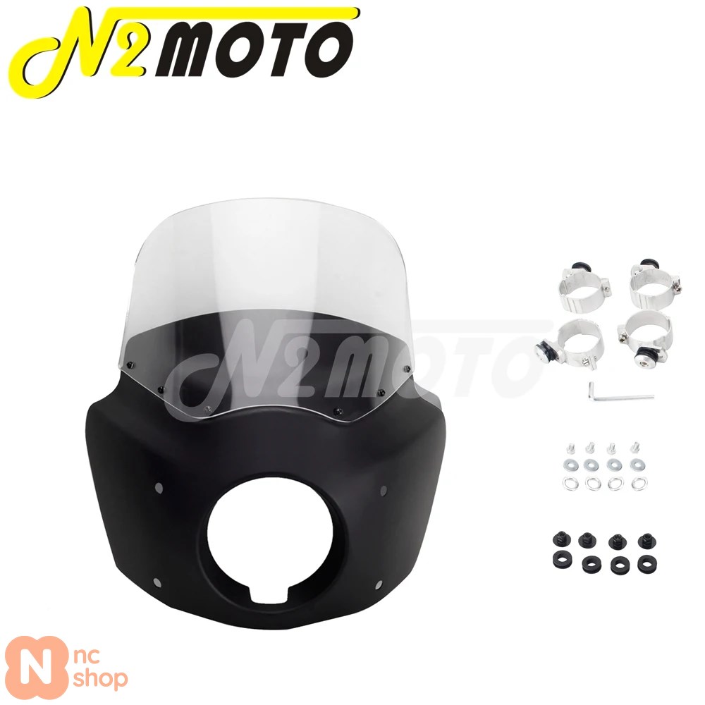【並行輸入品】 レトロバイク用 5 3/4インチヘッドライトフェアリングウィンドシールドカバー 11インチ/15インチデフレクター ハーレーダビッドソンダイナワイ_7