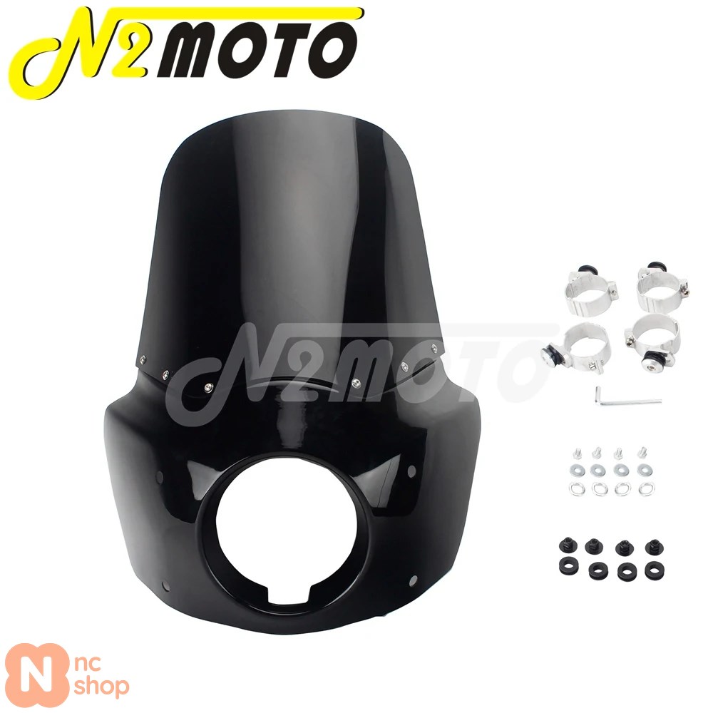 【並行輸入品】 レトロバイク用 5 3/4インチヘッドライトフェアリングウィンドシールドカバー 11インチ/15インチデフレクター ハーレーダビッドソンダイナワイ_8