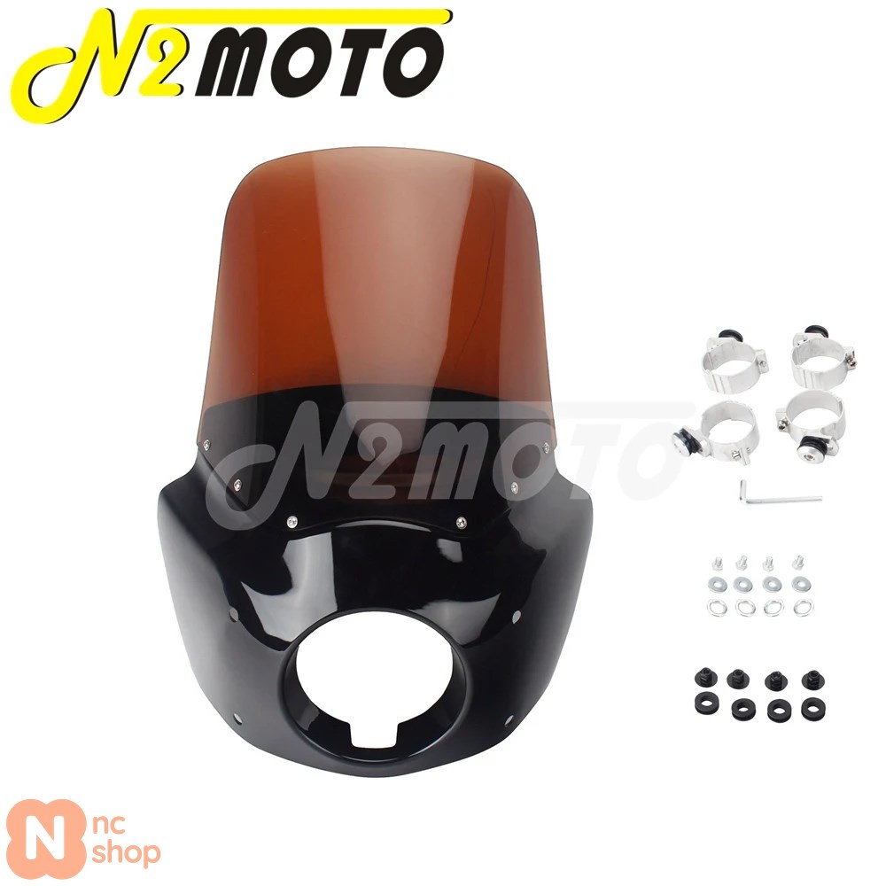 【並行輸入品】 レトロバイク用 5 3/4インチヘッドライトフェアリングウィンドシールドカバー 11インチ/15インチデフレクター ハーレーダビッドソンダイナワイ_9
