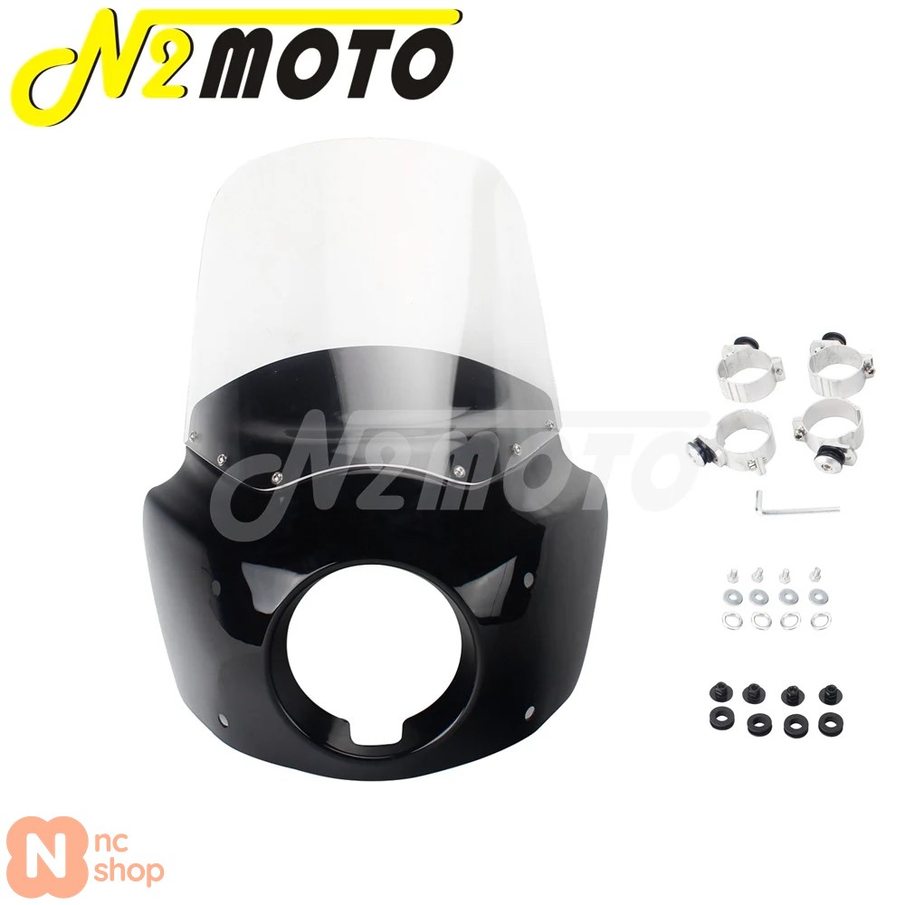 【並行輸入品】 レトロバイク用 5 3/4インチヘッドライトフェアリングウィンドシールドカバー 11インチ/15インチデフレクター ハーレーダビッドソンダイナワイ_10