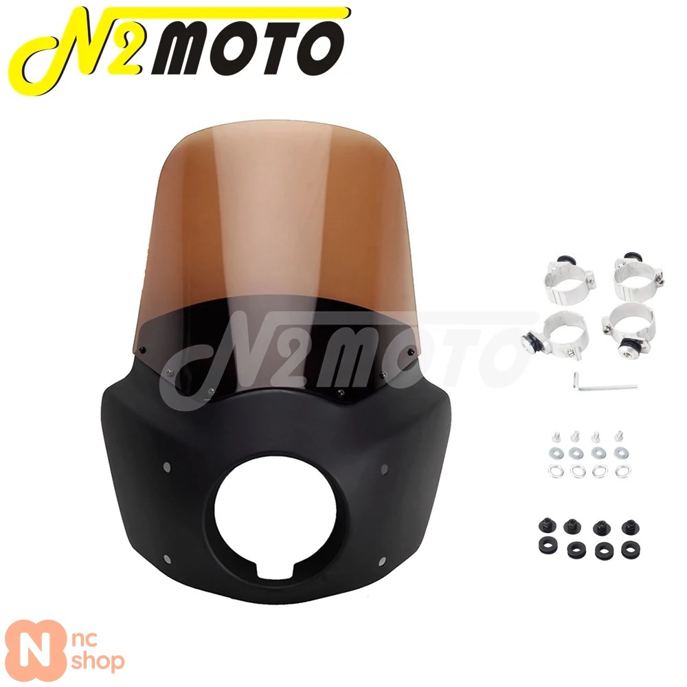 【並行輸入品】 レトロバイク用 5 3/4インチヘッドライトフェアリングウィンドシールドカバー 11インチ/15インチデフレクター ハーレーダビッドソンダイナワイ_12