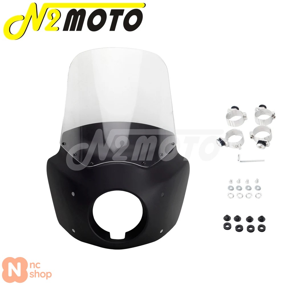 【並行輸入品】 レトロバイク用 5 3/4インチヘッドライトフェアリングウィンドシールドカバー 11インチ/15インチデフレクター ハーレーダビッドソンダイナワイ_13