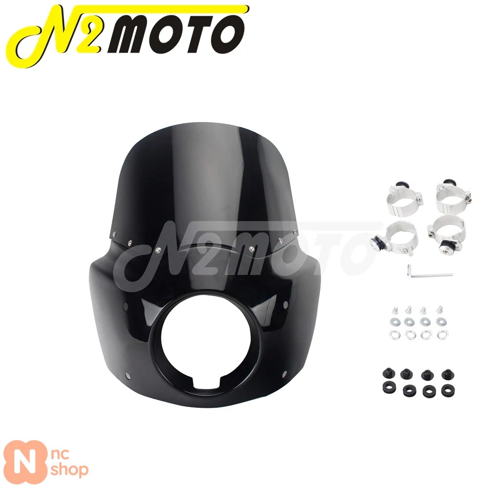 【並行輸入品】 レトロバイク用 5 3/4インチヘッドライトフェアリングウィンドシールドカバー 11インチ/15インチデフレクター ハーレーダビッドソンダイナワイ_2