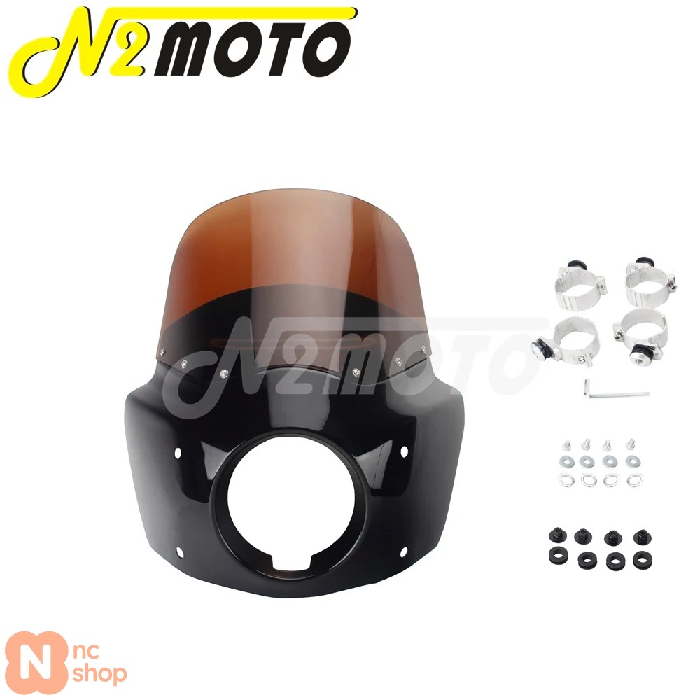 【並行輸入品】 レトロバイク用 5 3/4インチヘッドライトフェアリングウィンドシールドカバー 11インチ/15インチデフレクター ハーレーダビッドソンダイナワイ_3