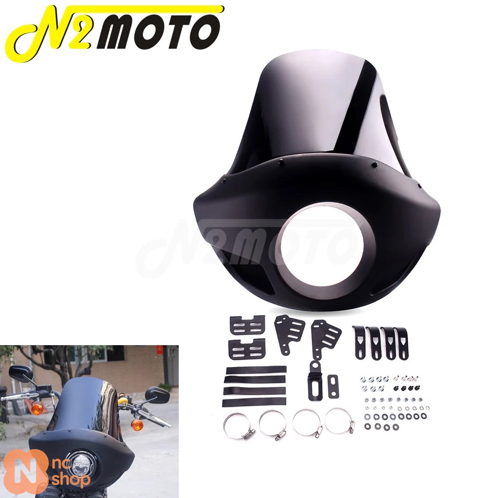 5 3/4インチ バイク用ブラックヘッドライトマスクフロントカウル