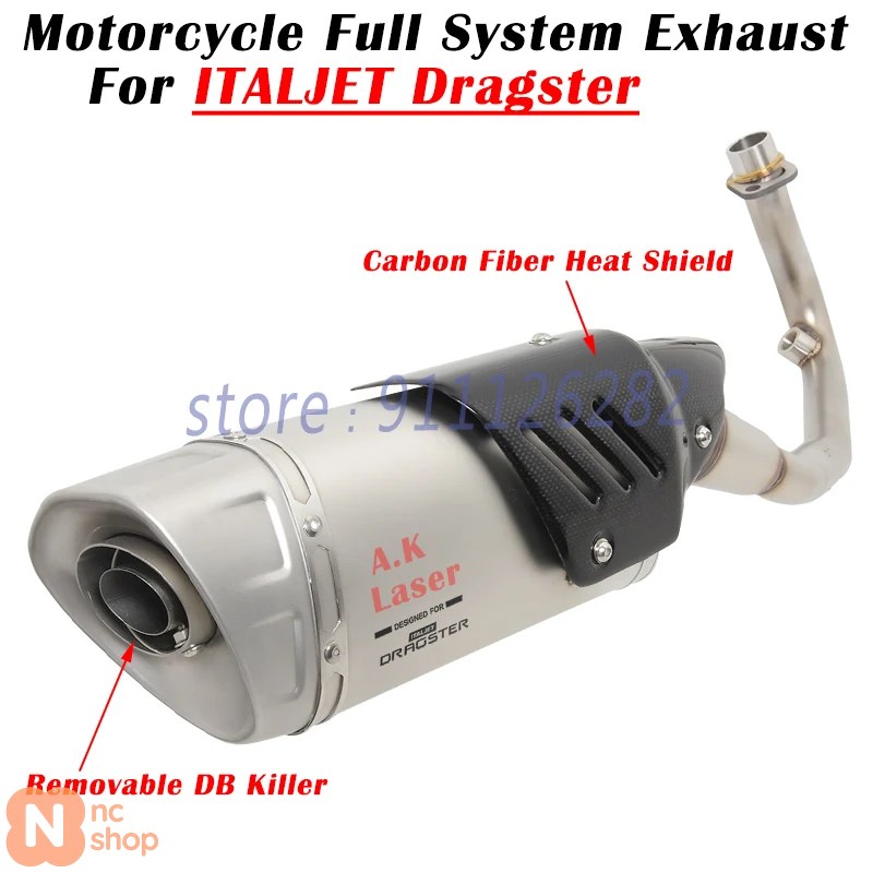 【並行輸入品】 ITALJET DRAGSTER 125 200 バイク 排気エスケープフルシステム スリップオン マフラーDBキラーフロントミドルリンクパイプ_5