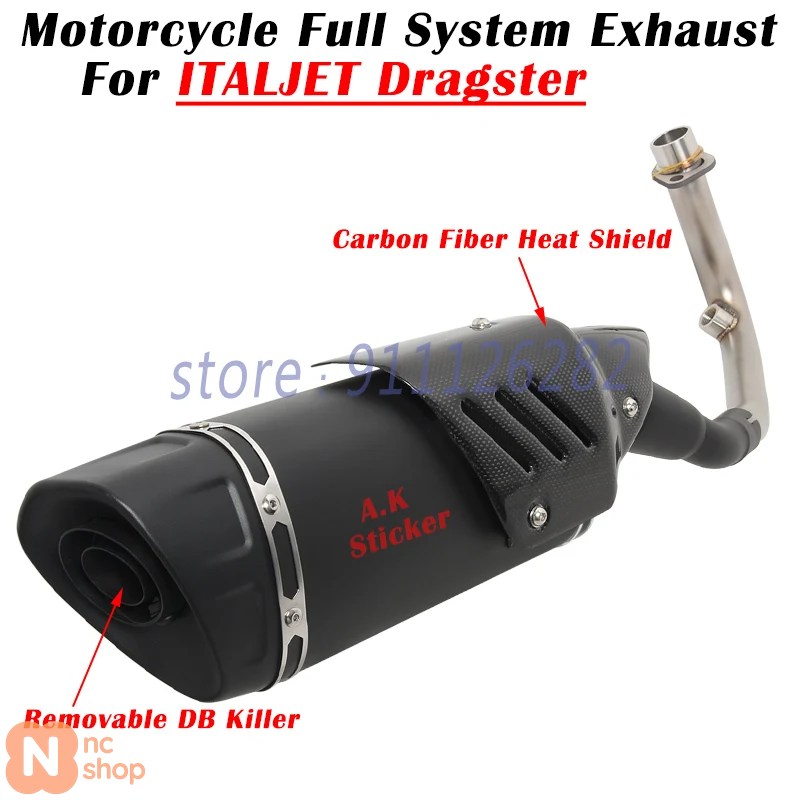 【並行輸入品】 ITALJET DRAGSTER 125 200 バイク 排気エスケープフルシステム スリップオン マフラーDBキラーフロントミドルリンクパイプ_8