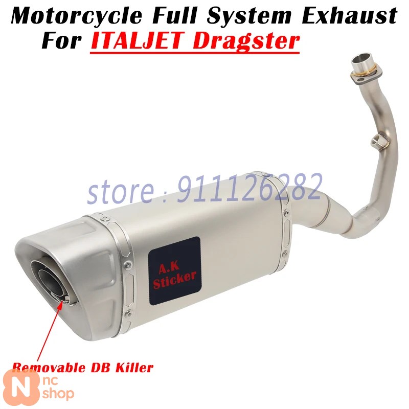 【並行輸入品】 ITALJET DRAGSTER 125 200 バイク 排気エスケープフルシステム スリップオン マフラーDBキラーフロントミドルリンクパイプ_1