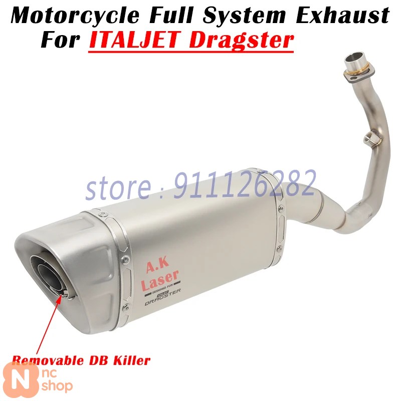 【並行輸入品】 ITALJET DRAGSTER 125 200 バイク 排気エスケープフルシステム スリップオン マフラーDBキラーフロントミドルリンクパイプ_2