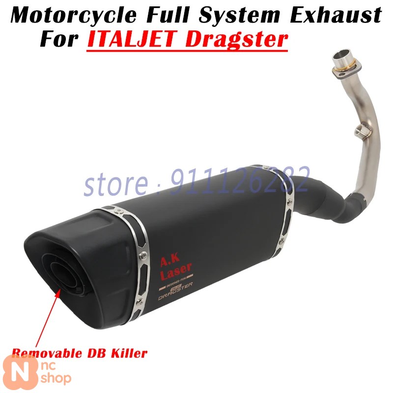 【並行輸入品】 ITALJET DRAGSTER 125 200 バイク 排気エスケープフルシステム スリップオン マフラーDBキラーフロントミドルリンクパイプ_3