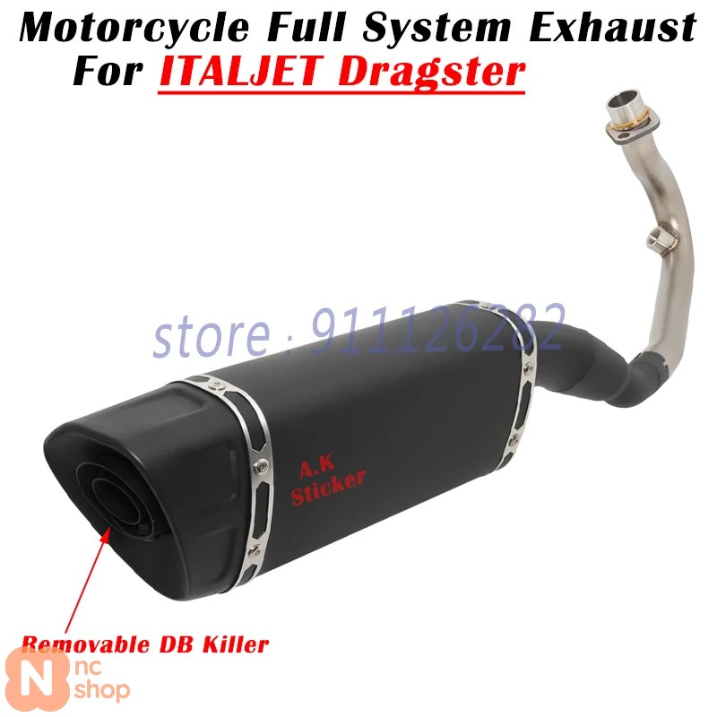 【並行輸入品】 ITALJET DRAGSTER 125 200 バイク 排気エスケープフルシステム スリップオン マフラーDBキラーフロントミドルリンクパイプ_4
