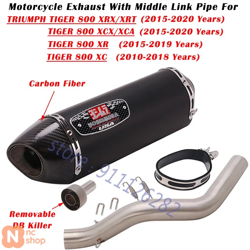【並行輸入品】 スリップオン マフラー 2015年-2020年 トライアンフタイガー 800 バイク バイク エキゾーストエスケープシステム R77マフラー ミドルリンクパ