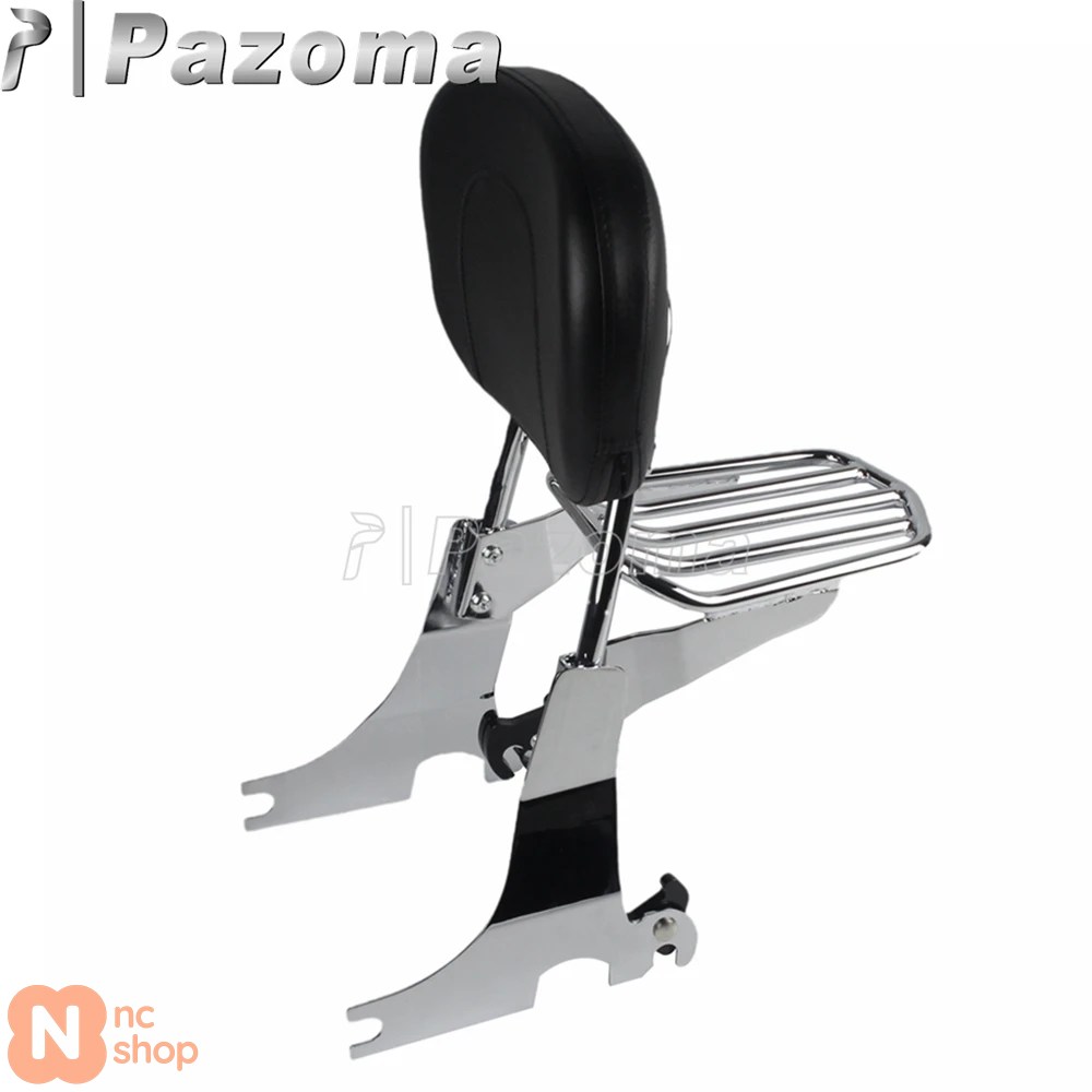 ラック 並行輸入品】 PAZOMA バイクリアシートバックレストシシーバーラゲッジ