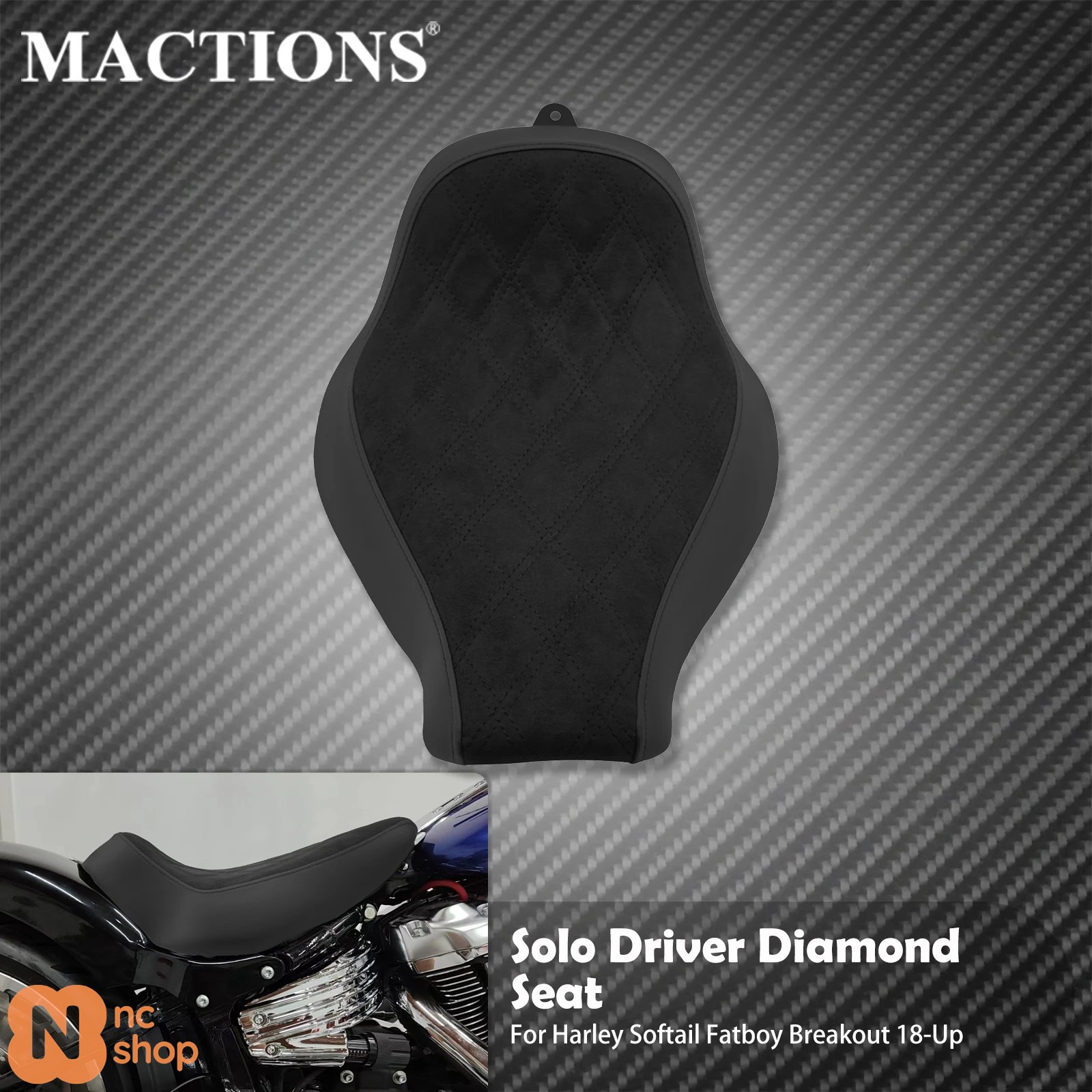 【並行輸入品】 バイク運転手ソロシートフロントクッションダイヤモンドロープロファイルシート ハーレーソフテイルファットボーイブレイクアウトFXBRS FXBR F_1
