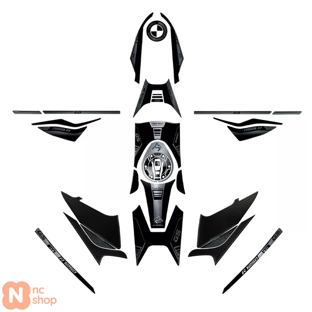 【並行輸入品】 BMW R 1250 GS TRIPLE BLACK 2021年式バイク ステッカーキット 3Dゲルエポキシ樹脂防水スリップオン止めステッカー_9