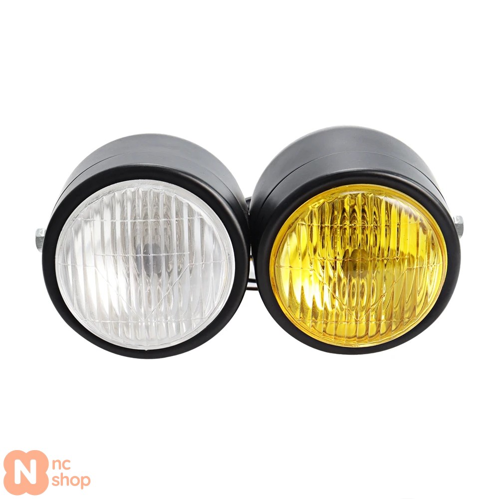 並行輸入品】 ブラック バイク ツイン デュアル ヘッドライト カスタム