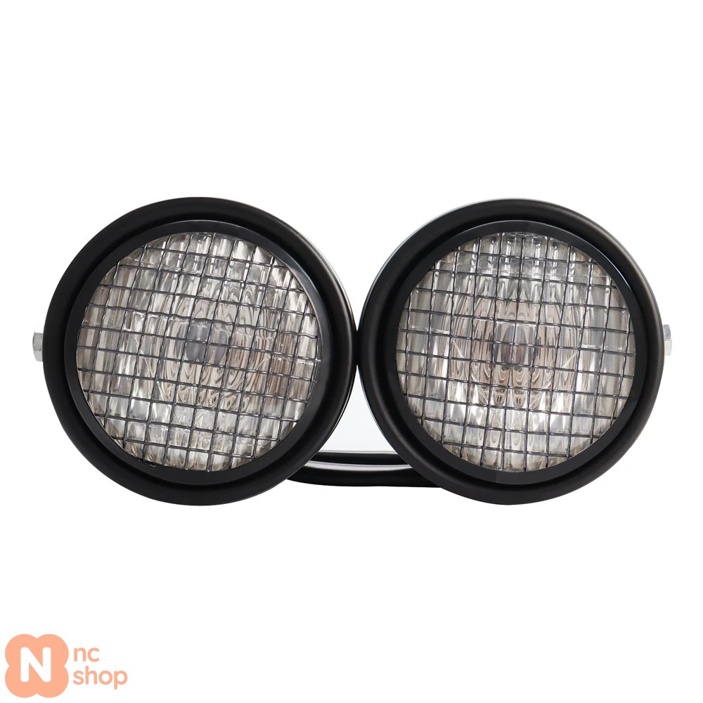 並行輸入品】 ブラック バイク ツイン デュアル ヘッドライト カスタム