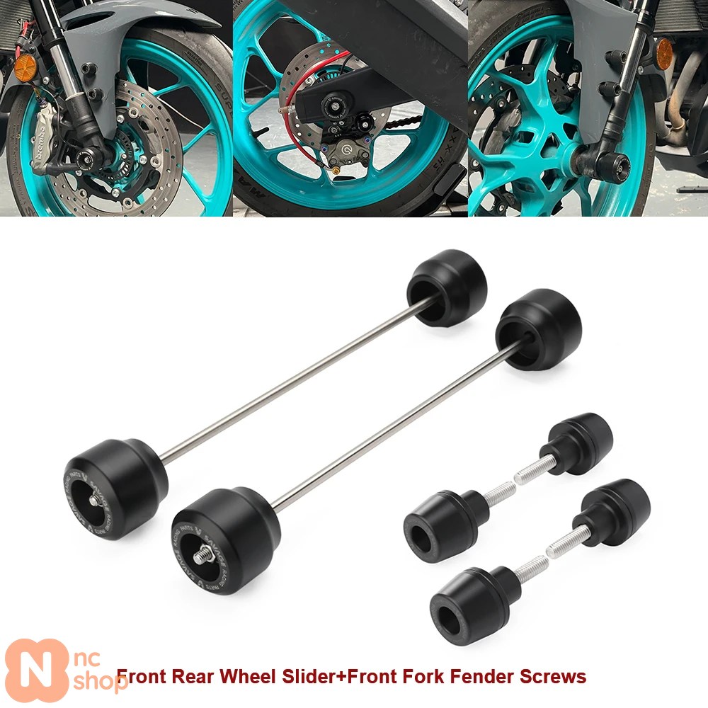 【並行輸入品】 ヤマハYZF R25 R3 MT03 MT25ホイールアクスルフォーククラッシュスライダーバイクリアホイールハブアンチコリジョンフロントフォークフェンダ