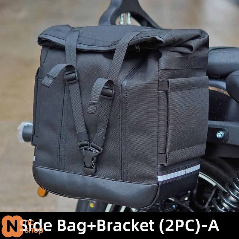 ブランド登録なし - 【並行輸入品】 マルチパーパス 自動二輪車 二輪 折りたたみ式バックレスト リアラゲッジラック レザートラベルバッグ サドルバッグブラケット QJMOTOR SRV600 FLA