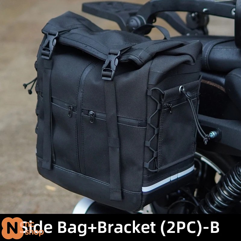 ブランド登録なし - 【並行輸入品】 マルチパーパス 自動二輪車 二輪 折りたたみ式バックレスト リアラゲッジラック レザートラベルバッグ サドルバッグブラケット QJMOTOR SRV600 FLA