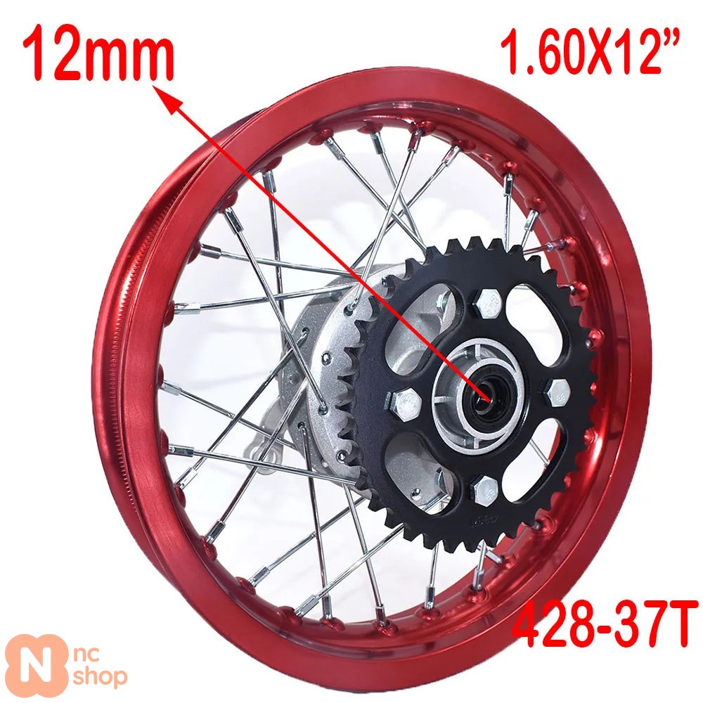 【並行輸入品】1.60X12 インチ 1.85X12 インチ リアドラムブレーキ アルミホイールリム サークルハブ スプロケット KAYO CRF ダートピットバイク バイク