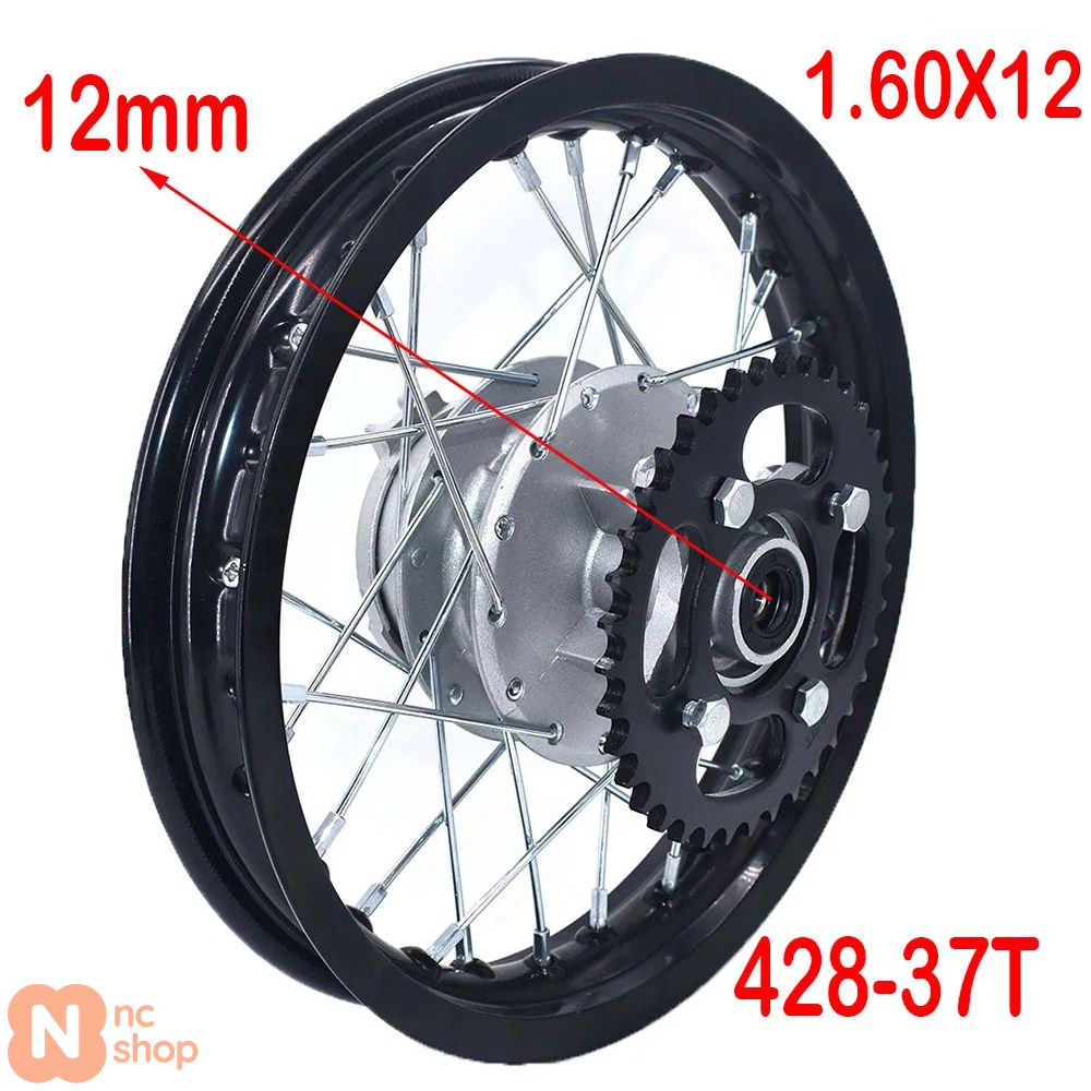 【並行輸入品】1.60X12 インチ 1.85X12 インチ リアドラムブレーキ アルミホイールリム サークルハブ スプロケット KAYO CRF ダートピットバイク バイク