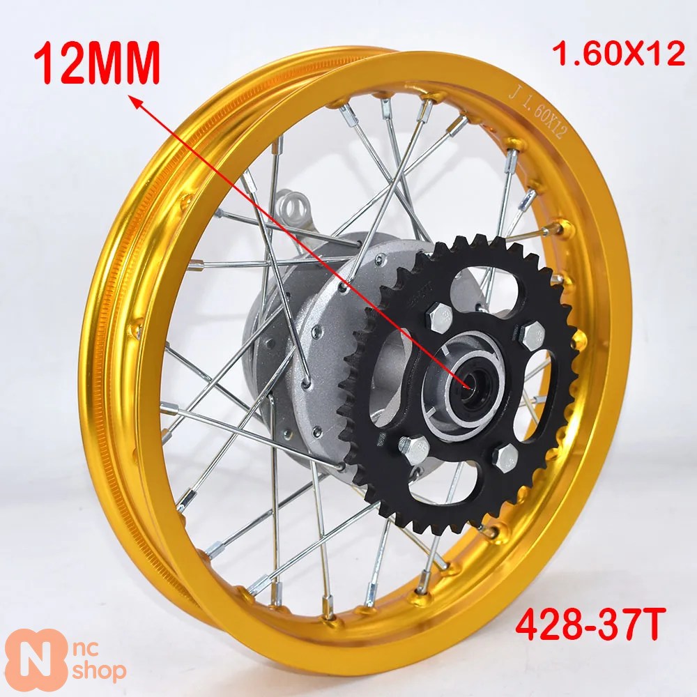 【並行輸入品】1.60X12 インチ 1.85X12 インチ リアドラムブレーキ アルミホイールリム サークルハブ スプロケット KAYO CRF ダートピットバイク バイク