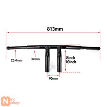 【並行輸入品】バイク T バーハンドルバー 1-1/4 インチ 8 インチ＆10 インチライズ T バーハンドルバー ドラッグバー ハーレー ダイン ソフテイル スポーツ_1