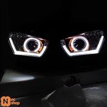 【並行輸入品】LEDヘッドライト R3 R25 ホワイト/ブルー エンジェルアイズ ハイ/ロービームアセンブリ 装飾用ムードランプ ヤマハ R3 R25 2013-2016の画像